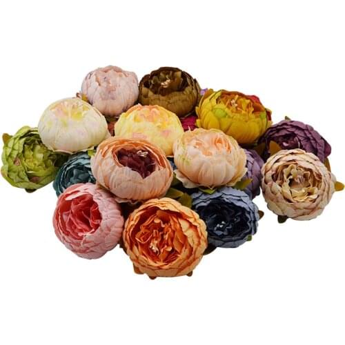 1 pcs 8cm Big Artificial Peony Flower Heads DIY Silk Flower Head for Wedding Home Party Decoration Flowers Fake Flower
