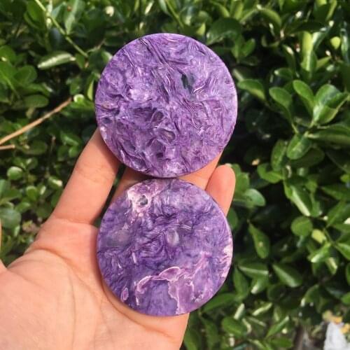 1pcs Beautiful high quality natural Charoite minerals crystal circle gemstone reiki healing crystals disk for DIY making jewelry