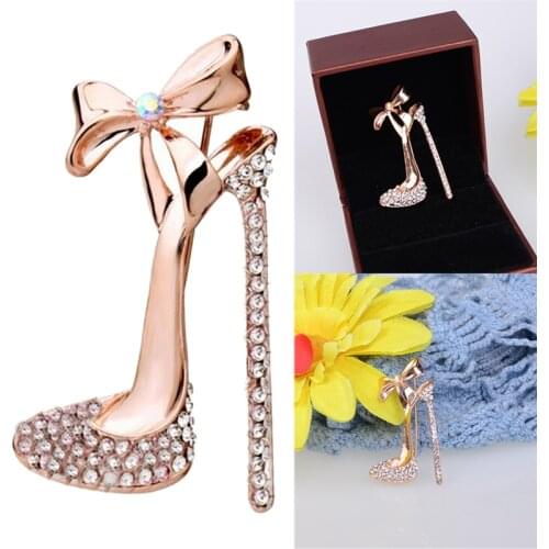 1Pc High-heeled shoe Brooch Pin Stunning Crystals Rhinestone Jewelry Wedding Bridegroom Suits Brooch Pins