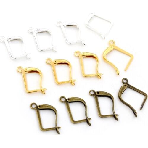 16*10mm 50pcs High Quality 3 Colors Plated Simple Brass French Earring Hooks Wire Settings Base Settings Whole Sale