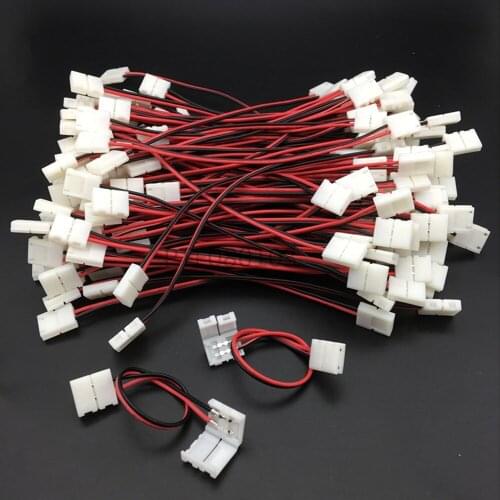 100 pcs 2Pin 8mm LED Strip double head free soldering Connector / 8mm For 5050 5630 5730 Single Color LED Strip