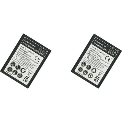 2pcs/lot 1800mAh HB4W1H / HB4W1 Replacement Battery For Huawei Ascend G510 G520 G525 Y210 Y530 U8951 T8951 + Tracking Code