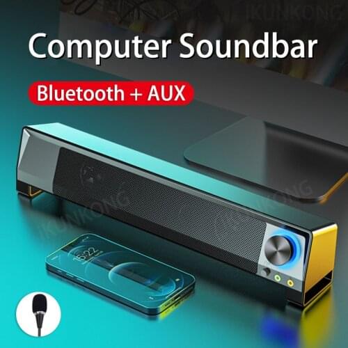 2021 LED TV Sound Bar Computer Speakers AUX Wired Wireless Bluetooth Speaker PC Home Theater System SoundBar With External MIC