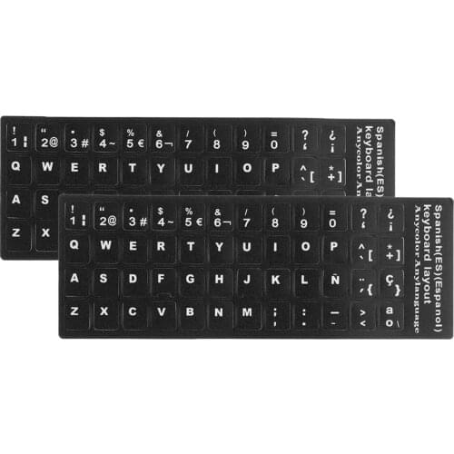2x Spanish White Letters Keyboard Stickers Laptop Computer Protector Cover