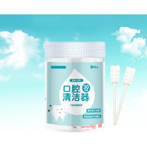 30Pcs Disposable Baby Toothbrush Paper Rod Handle Tongue Cleaner Gauze Toothbrush Infant Oral Cleaning Stick Dental Care