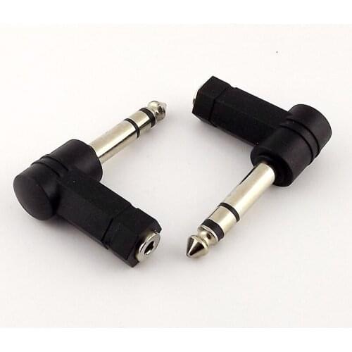 90 Degrees 3.5mm Female to 6.35/6.5mm 1/4" Mono Stereo Male Speaker Audio Adapter Plug 3.5mm 1/8" Stereo TRS Connector Converter