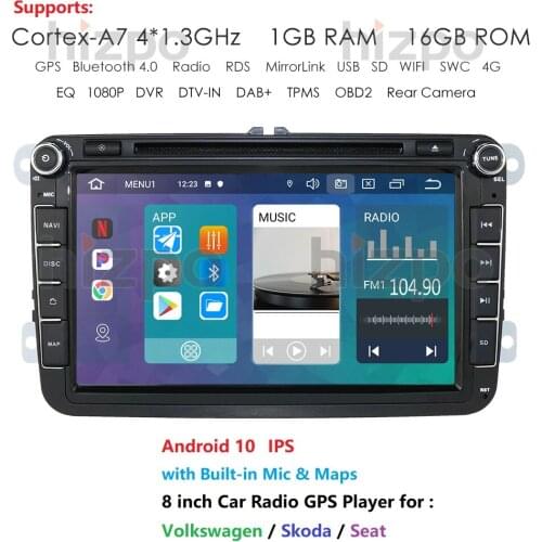 8 Inch 2 Din Android Car Player Radio for Volkswagen Golf Beetle Passat B6 B7 CC Touran Sharan Skoda Seat GPS DVD Stereo Audio