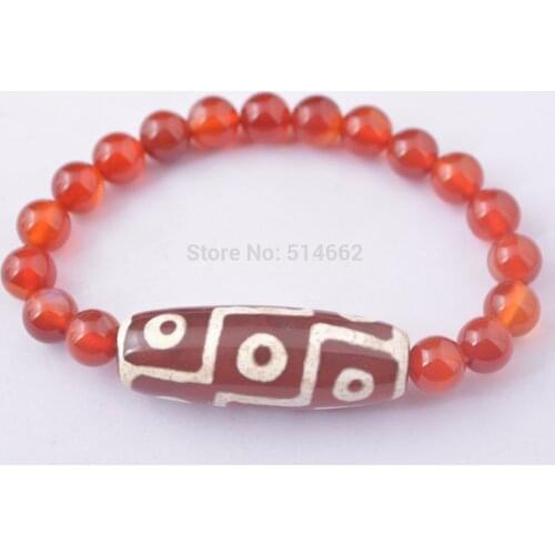 Energy Tibetan 9 Eye Dzi Beaded Bracelet Agate Feng Shui Free Shipping All Over The World H2092