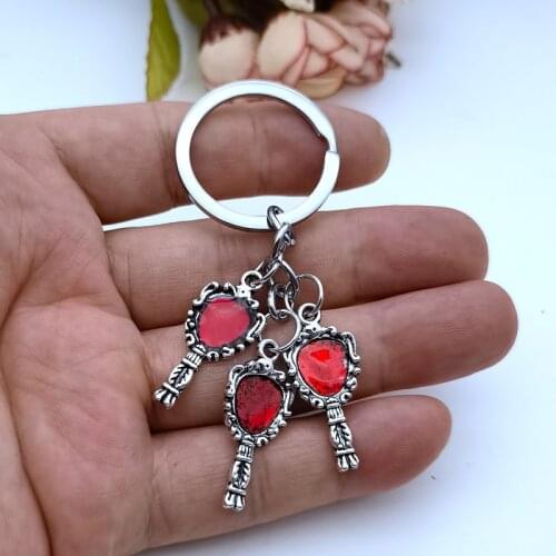 New Punk Gothic Dripping Oil Mirror Keychain Retro Witch Mirror Pendant Keychain Jewelry Wholesale