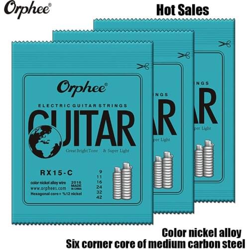 Orphee Hot High Quality 1 Set Colorful Guitar Strings Steel Copper Alloy Wound 1st-6th (.009-.042) 6pcs Electric Guitar String