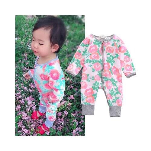 New Autumn Winter Kids Floral long sleeve Romper Baby Boys Girls Infant Romper Jumpsuit Clothes Outfit