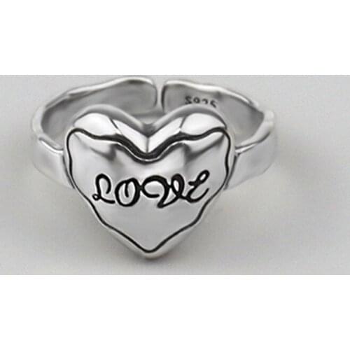 Europe & American original design retro ring 925 silver heart-shaped letter LOVE ring 2020 women DIY jewelry Valentine day gifts