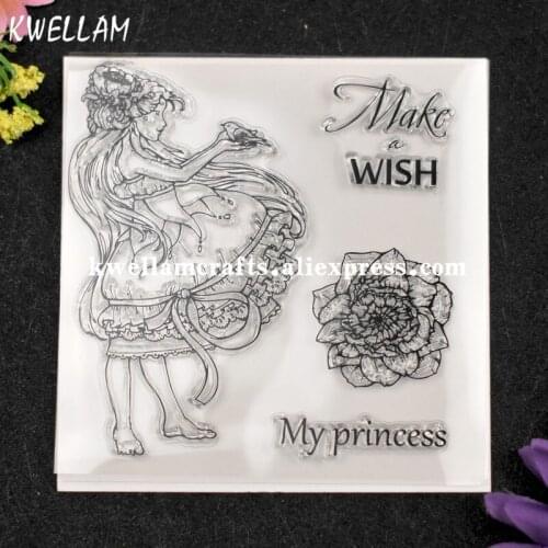 Fairy Make a WISH My princess Flower Scrapbook DIY photo cards rubber stamp clear stamp transparent stamp KW7072348