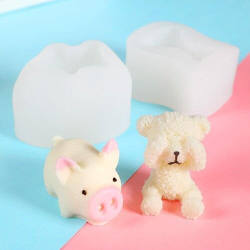 3D Lovely Bear PIG Form Cake Mold Silicone Mold Baking Tools Kitchen Fondant Cake Mold Color Baking Supplies