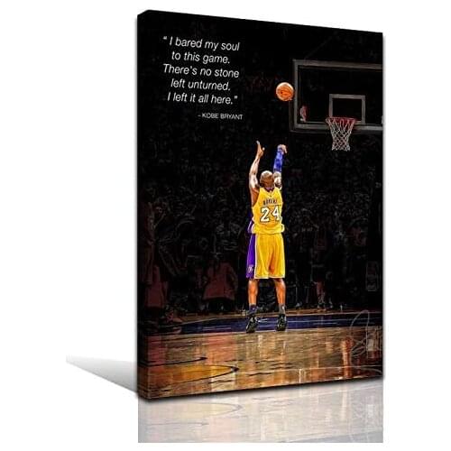 Basketball Canvas Wall Art Black Mentality Painting LA Gifts for Men Guys Memorabilia Art Work Basketball Legend Sports Posters