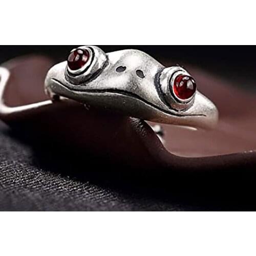 Bohemian Vintage Frog Ring For Women Artistic Design Retro Adjustable Statement Rings Silver Color Cute Animals Jewelry KAR053