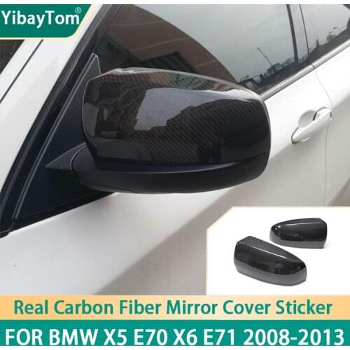 2pcs Real Carbon Fiber modified Rearview Mirror Cover caps Sticker Trim For BMW X5 E70 X6 E71 2008-2013 (not fit X5m X6m)
