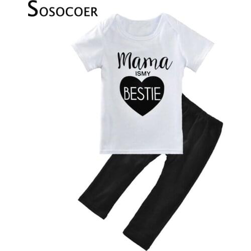 SOSOCOER Summer Baby Girl Clothing Sets 2017 New Brand Mama Is My Bestie T Shirt+Pants 2pcs Kids Clothes Casual Boy Clothing Set