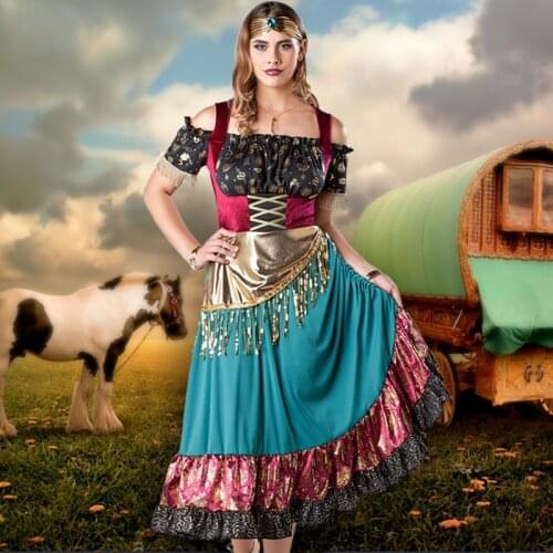 Halloween Carnival Party Spanish Flamenco Gypsy Girl Cosplay Costume Fantasia Tribal Belly Dance Women Fancy Dress