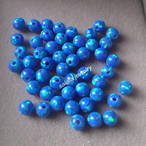 100pcs/lot op05 Blue 5mm full drilled round opal beads , Synthetic Round dark blue Opal Beads with 1mm full hole