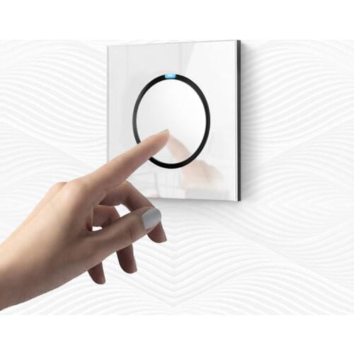 1 2 3 4 Gang 2 Way Circle Light Switch Click Push Button Wall Touch Light Switch With LED Indicator Gold Crystal Glass Panel