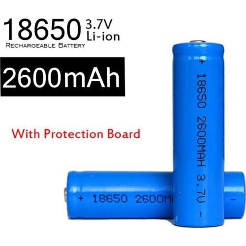 10pcs/lot kingwei2600MAH PCB Black High Capacity 18650 Rechargeable 3.7V Li-ion Battery For LED Flashlight Torch Toy Accessories