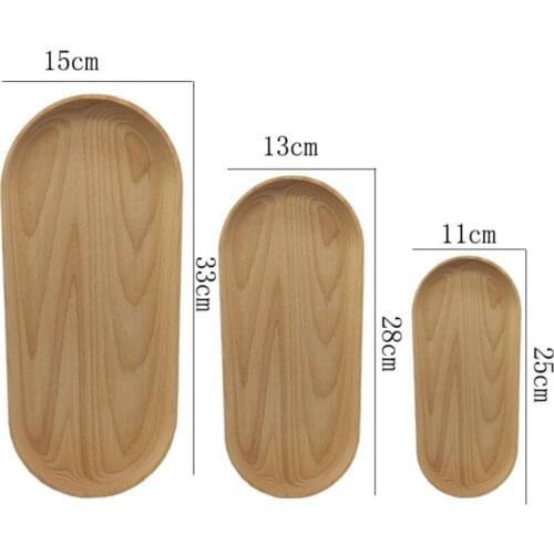 Appetizer Trays Oval shape Tea trays Wood Plate Serving Tray Wooden Steak Plate 3PCS