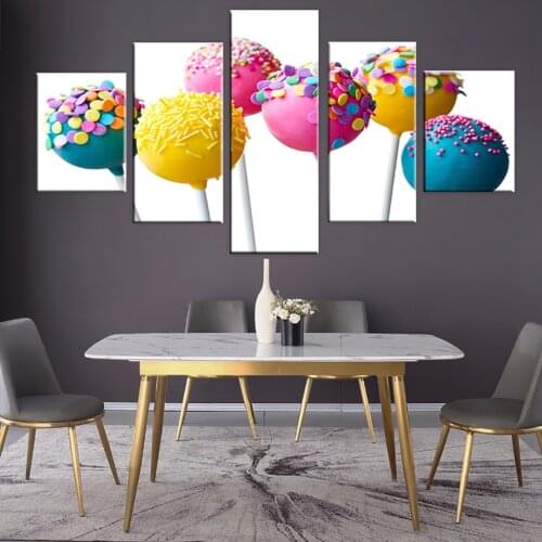 Modular Living Room Decor Posters Home 5 Pieces Kids Colorful Lollipop Pictures HD Prints Wall Art Canvas Framed Modern Painting