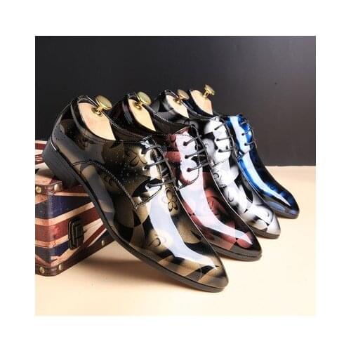 SZSGCN 2021 New Men Dress Shoes Floral Pattern Men Formal Shoes Leather Luxury Fashion Groom Wedding Shoes Men Oxford Shoes