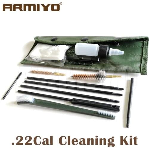 Armiyo 11pcs/set .22Cal 5.56mm Rifle Barrel Cleaner Gun Bore Brush Cleaning Kit Rods Oil Bottle Patch Holder Hunting Accessories