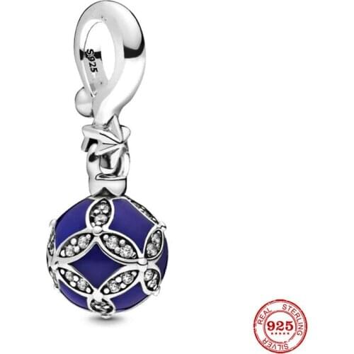 New 925 Sterling Silver Charm Blue Christmas Ornament Dangle Charm Beads Fit Pandora Bracelet & Necklace Jewelry