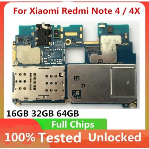 Original Unlocked MainBoard for Xiaomi Redmi Note 4X 16/32/64gb Motherboard Full Working Mainboard Circuits with Full Chips