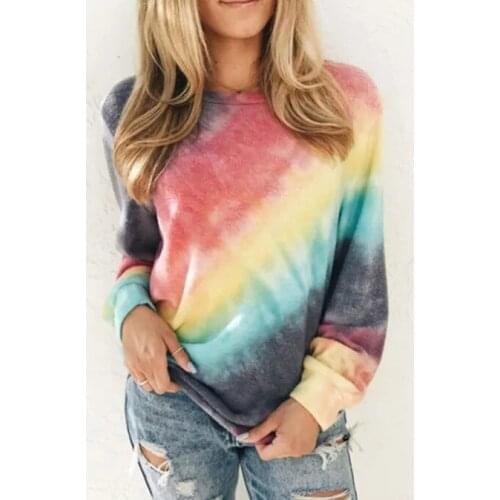 Winter Autumn 2020 and Tie Dye Long Sleeve Pullover Loose Sweater
