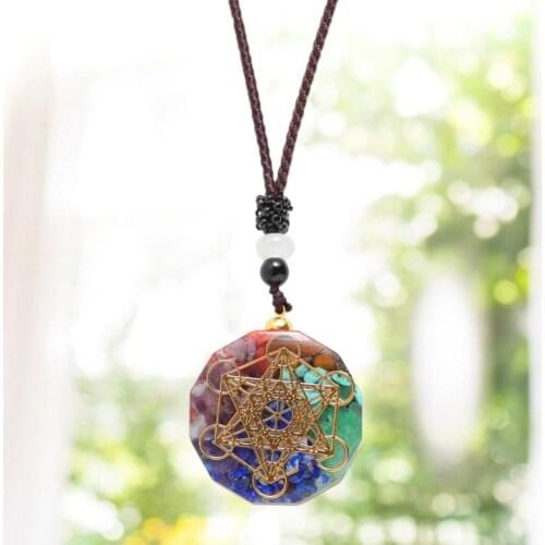 Natural Crystal Chakra Orgone Energy 7 Chakra Stones Pendant Energizing Necklace Absorbs Negative Energy Bring Lucky Necklace