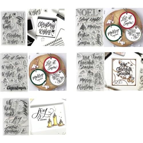 Warm Words Christmas Wishes Winter Greetings Transparent Clear Silicone Stamps for Diy Scrapbooking Album Paper Cards New Crafts
