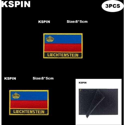 Rectangle National Flag Patch Hook Loop Liechtenstein Badges Armband 3D Stick on Jacket Backpack Stickers
