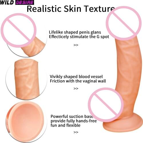 2020 22CM Penis Fake Dick Females Masturbation Toys Erotic Lesbian Realistic Dildo for Women 18+ Huge Suction Cup Sex Machine