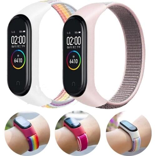 Sport Loop Strap for Xiaomi Mi band 4 3 Strap Nylon Wristband Mi band 4 3 Bracelet replaceable correa Xiaomi mi band 4 3 strap
