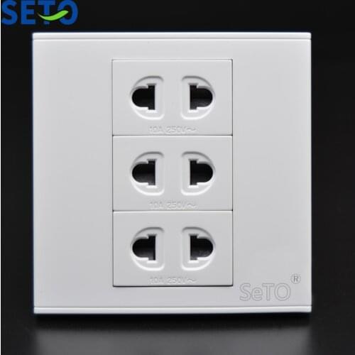 SeTo 86 Type Three Ports 10A250V Two Hole Power Socket Wall Plate Socket Keystone Faceplate