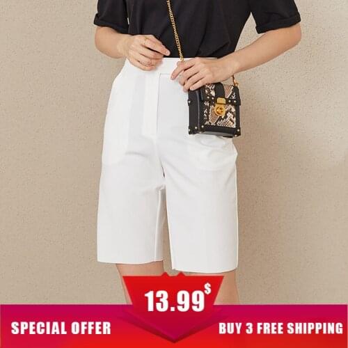 FANSILANEN Short Pants Women White Straight Shorts