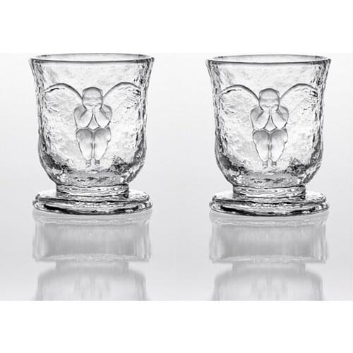 Angel embossed whiskey glass pair of cups embossed fat angel complex classic high sense wine glass exotic art Japanese style