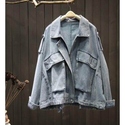 Loose Denim Women Coats Winter New 2021 Turn-Down Collar Pocket Oversized Thicken Warm Female Outwear Jackets Tops