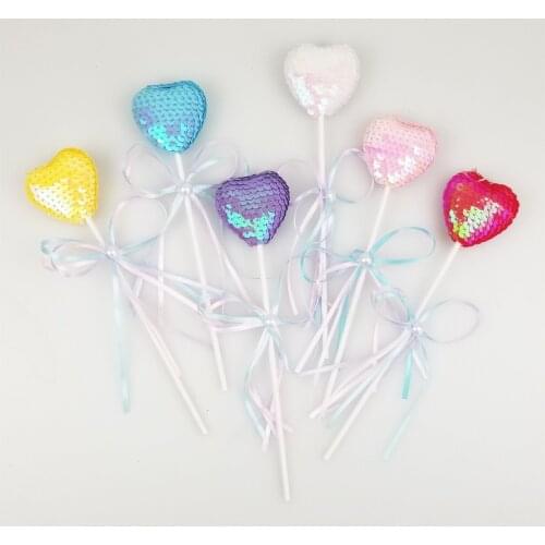 Sequin Heart Shape Cake Topper Love Cake Topper for Birthday Cupcake Flag Baby Shower Party Wedding decoration