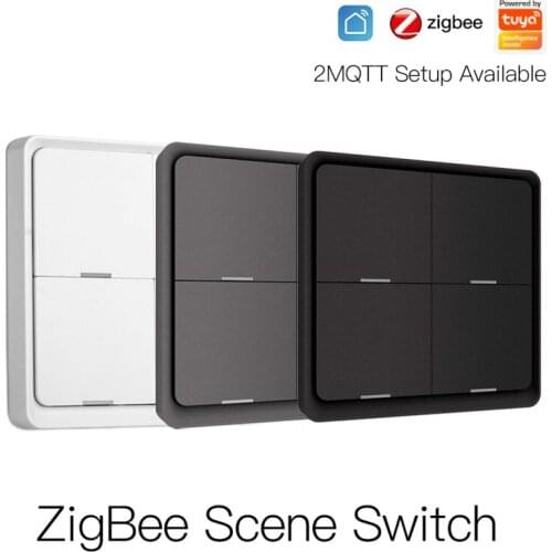 Tuya ZigBee Wireless 12 Scene Switch Push Button Controller Battery Powered Automation 4 Gang Switch Work With Alexa Google Home