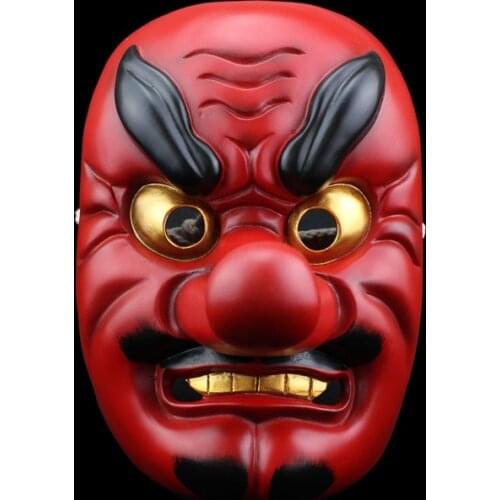 Japanese Kabuki Mask Resin Noh Tengu Horror Buddhist Prajna Dress Up Halloween Masque Cosplay Anime Demon Devil Hannya Mask