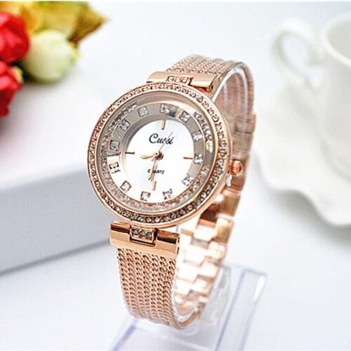 CUSSI Brand Rose Gold Bracelet Watch Women Watches Luxury Diamond Womens Watches Ladies Watch Clock Montre Femme Reloj Mujer