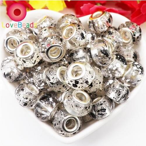 10Pcs Handmade Acrylic Resin Murano Charms Rondelle Spacer Beads Large Hole Fit Bracelet Pendants Necklaces Jewelry Hair Beads