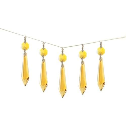 20pcs/lot, amber color , Chandelier Glass Crystals Octagon beads Healing Lamp Prisms Parts Hanging Drops Pendants 3.7 inches