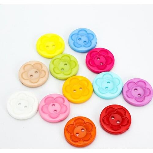 200pcs Mixed Round Flower Nylon Buttons Sewing Accessories Baby Crafts For Scrapbooking 15mm