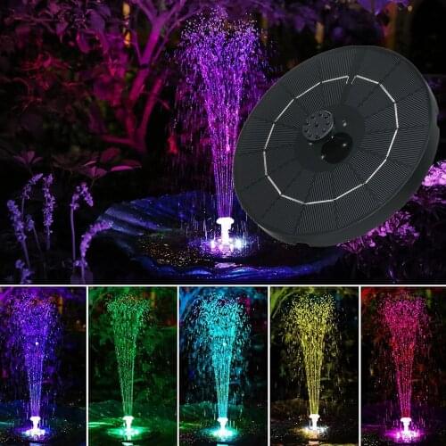 3.8W Solar Fountain with LED Lights Solar Fountain 2200mah Floating Solar Powered Water Fountain Pump for Birdbath Pond Garden